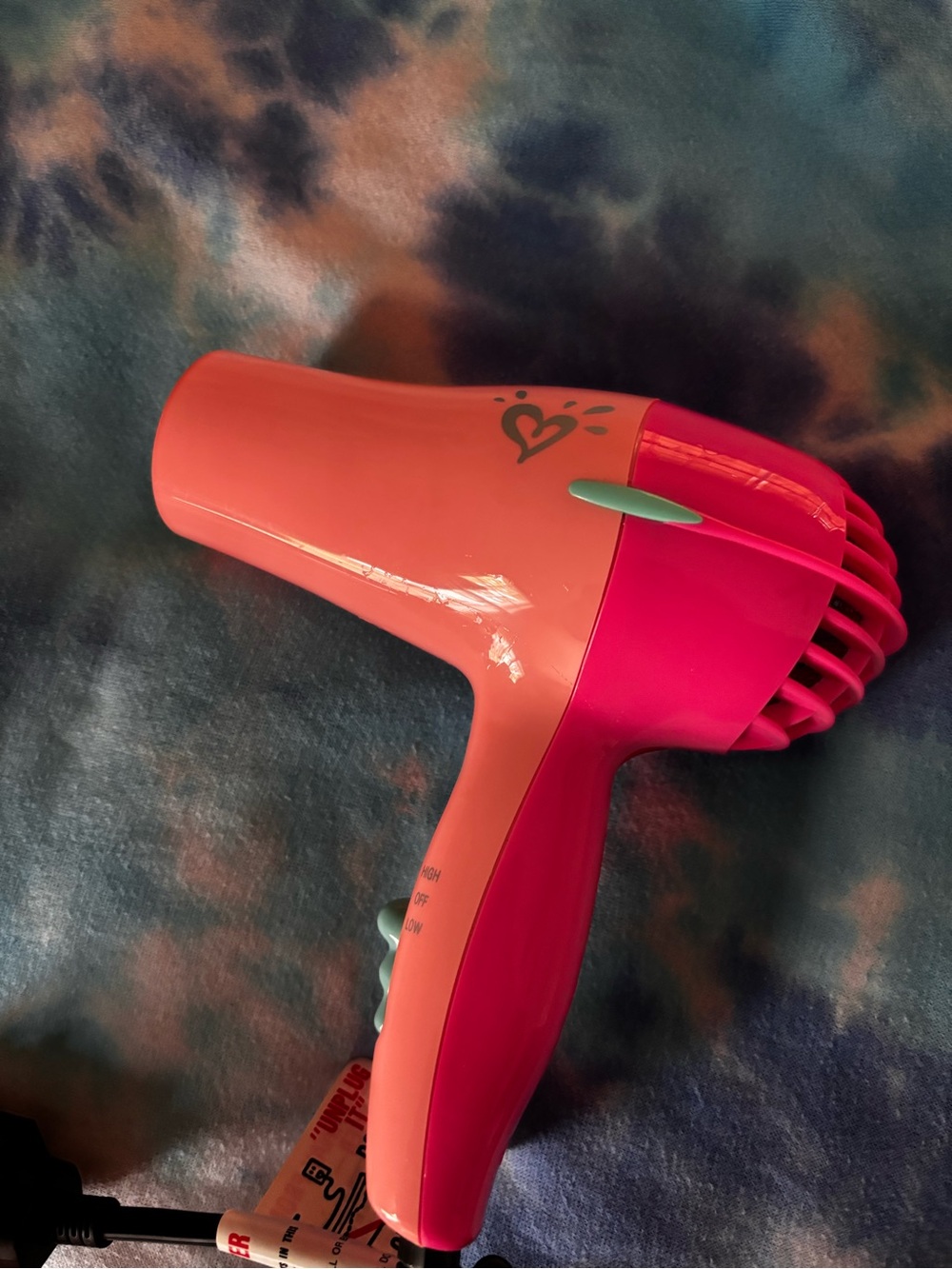 Justice Pink and Coral Compact Hair Dryer